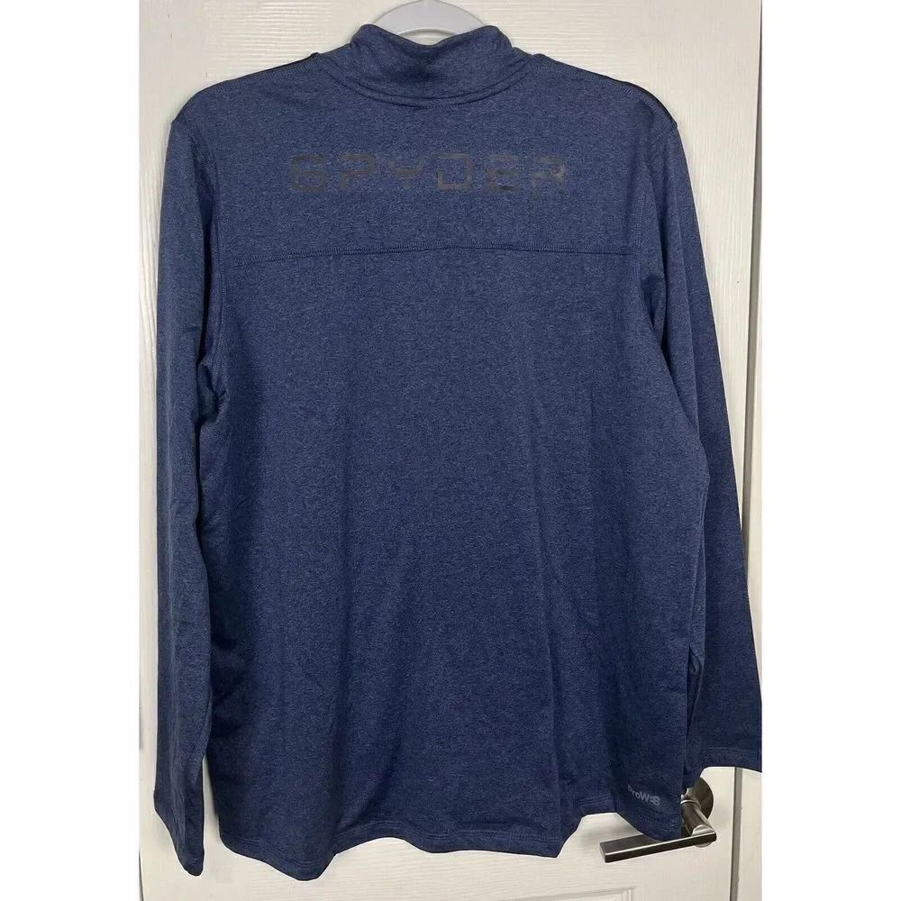 Spyder Active ProW B Men's Blue 1/4 Zip Long Sleeve Logo Fleece Top Size M - Picture 7 of 10